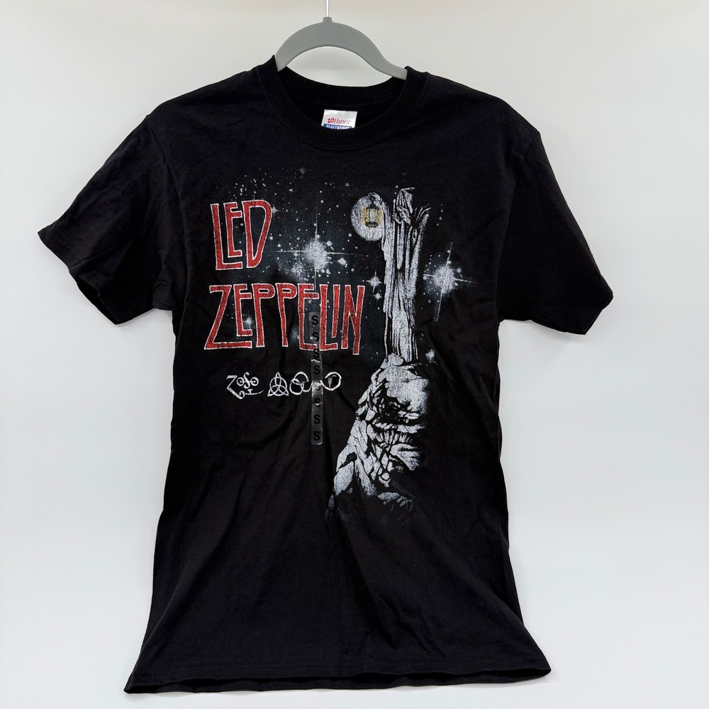 Hanes Led Zeppelin The Hermit Graphic T-Shirt Mens Small Black Rock‎ Band Tee